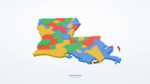 Louisiana USA state map 3D animation seamless loop Stock Footage 341069670