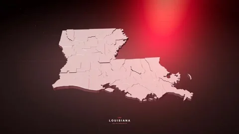 Louisiana USA state map in bold red style Stock Footage 340772571