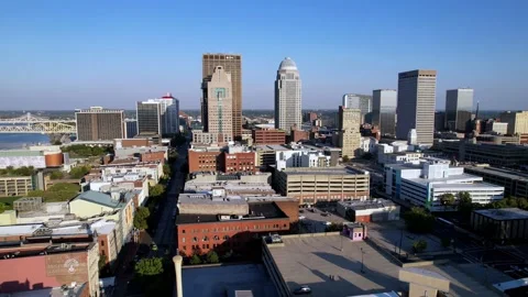 Louisville kentucky aerial of skyline Stock Footage