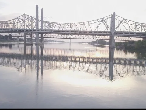 Louisville Ohio River Bridge Flyback TiltUp Stock Footage 77285679