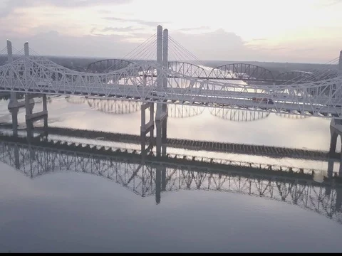 Louisville Ohio River Bridge Tracking to Right Stock Footage