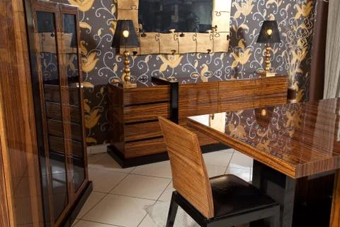 Lounge chair at the table Stock Photos