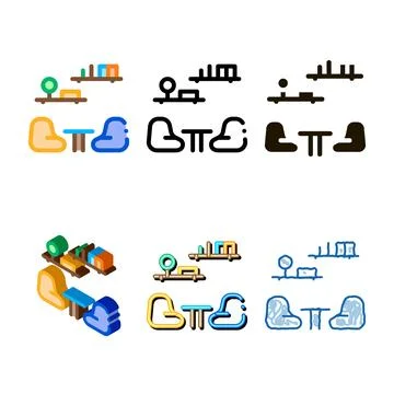 Lounge with chairs icon vector styles outline Stock Illustration