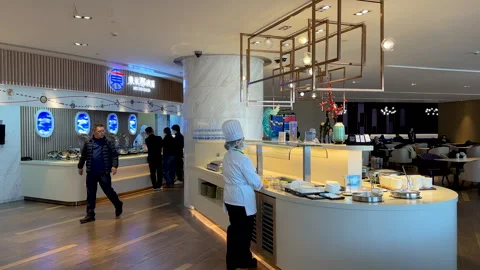 Lounge of China Eastern at Satellite Terminal of Pudong International Airport Stock Footage 297739019