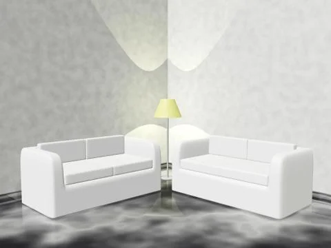 Lounge corner with couch sofas and lamp Stock Illustration