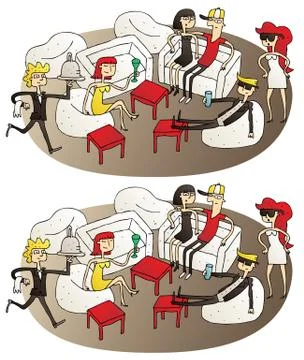 Lounge Differences Visual Game Stock Illustration