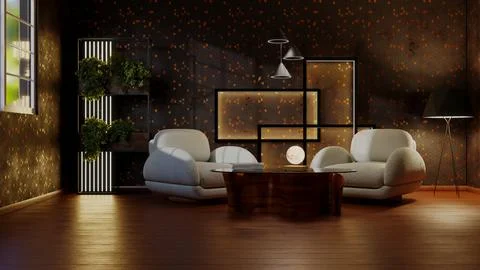 Lounge interior design Stock Illustration