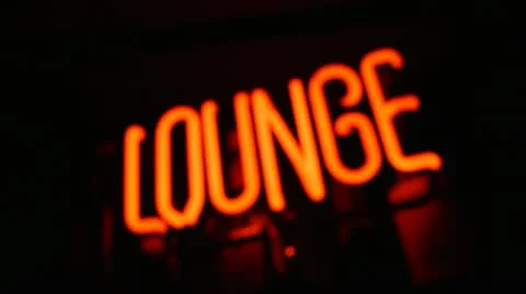 Lounge Neon Sign - Comes into Focus Stock Footage 20540904