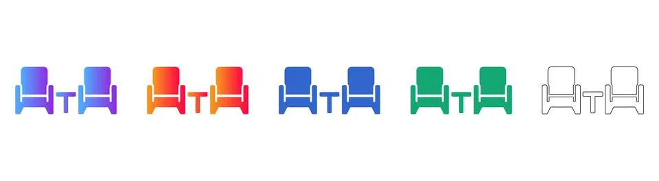 Lounge Seating Icons with Side Table Stock Illustration
