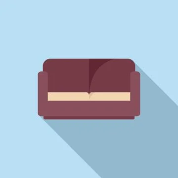 Lounge textile sofa icon flat vector. Interior furniture Stock Illustration