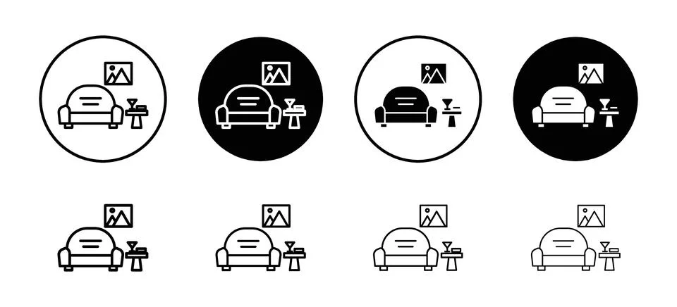 Lounge vector icon set collection. Lounge Outline flat Icon. Stock Illustration