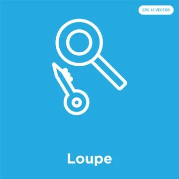 Loupe icon isolated on blue background Free Stock Illustration