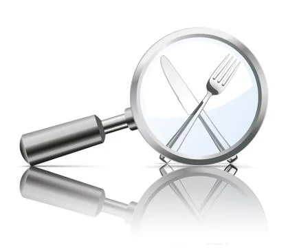 Loupe Mirror Knife Fork Stock Illustration