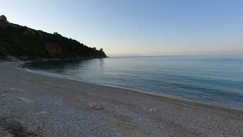 Lourdas Beach with Calm Waters in Summer Kefalonia Greece Stock Footage 345371490