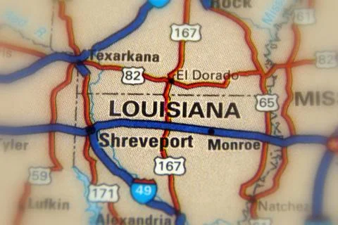 Lousiana on a map Stock Photos