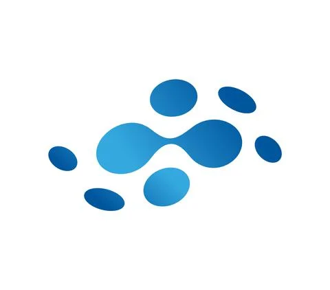 Louvre of blue connected and separate dots on a spherical transparent shape Stock Illustration