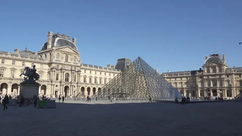 The Louvre Museum Square in Paris Stock Footage 263989942