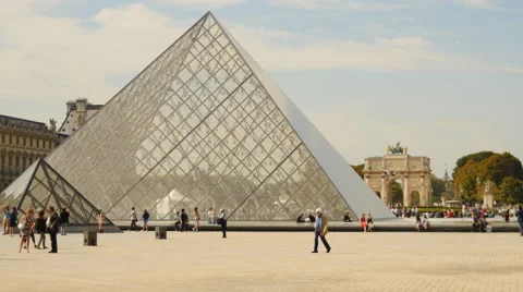 Louvre in Paris TL 4K Video stock 44689529