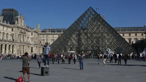 Louvre Pyramid Stock Footage 203374188