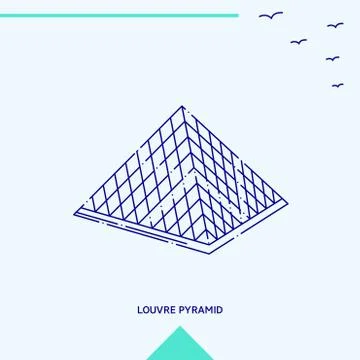 LOUVRE PYRAMID skyline vector illustration Illustration