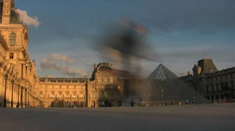 Louvre Sunset Time Lapse Video stock 20468766