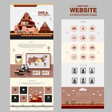 Lovable one page website design template Stock Illustration