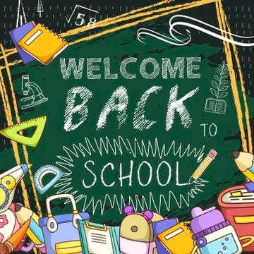 Lovable welcome back to school background Stock Illustration