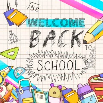 Lovable welcome back to school background Stock Illustration