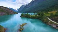 Lovatnet Lake Beautiful Nature Norway Stock Footage