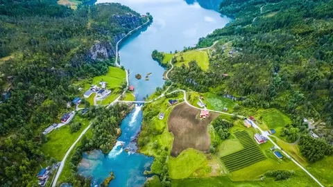 Lovatnet lake Beautiful Nature Norway. Stock Footage