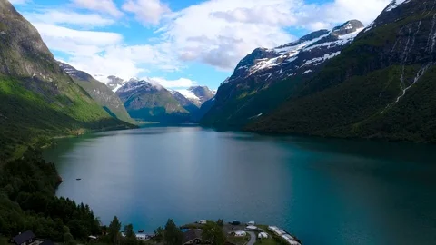 Lovatnet lake Beautiful Nature Norway. Stock Footage