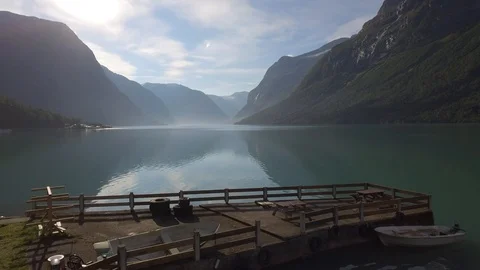 Lovatnet in Loen, Norway (4K) Stock Footage