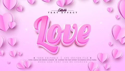 Love 3D Text Effect Design Editable and Scalable Vector Graphic Style Effect  Illustrazione stock