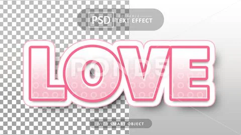 Love 3d text effect editable PSD Template