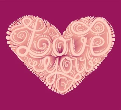 Love 3d text effect. Valentine card template. Volumetric lettering Stock Illustration