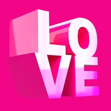 Love 3D Text on a Pink Background, 3D Render Illustration