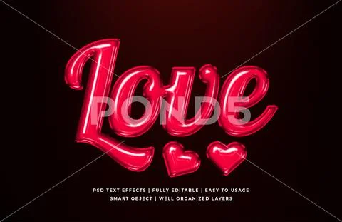 Love 3d text style effect mockup - PSD Template PSD-Vorlage