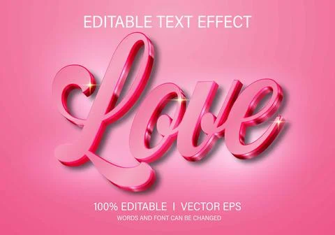 Love 3d vector text effect with modern style design Stock Illustration
