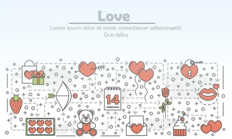 Love advertising vector flat line art illustration Stock Illustration