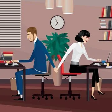 Love affair at work Stock Illustration