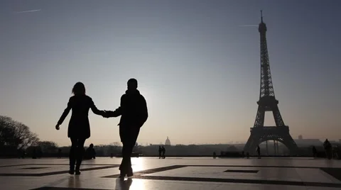 Love, affectionate couple in Paris, romantic getaway Video stock 59755161