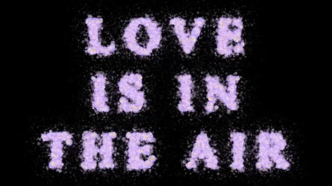 Love is In the Air Text Message of Flowers Black Background Seamless Loop Stock Footage 129144810