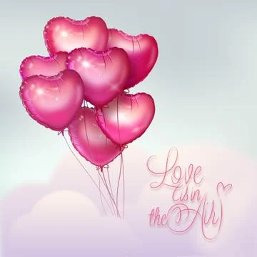 Love is in the Air Valentine's Day Balloons Stock Illustration
