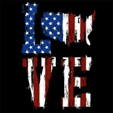 Love American Flag Stock Illustration