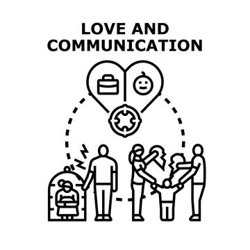 Love and communication problems creating relationship difficulties Illustration