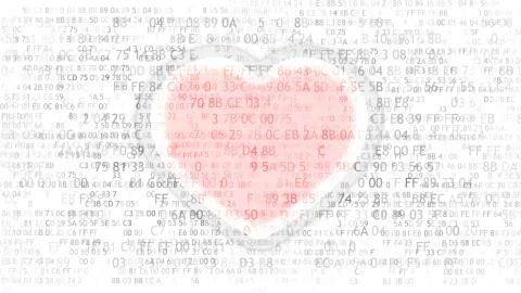 Love and computer programming. Electronic heart Stock Illustration