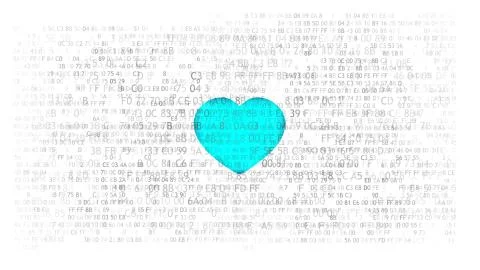 Love and computer programming. Electronic heart Illustrazione stock