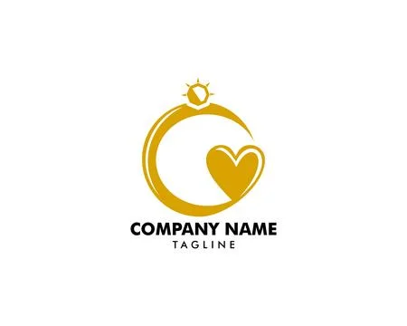 Love and Diamond Ring Logo Template Design Vector Stock Illustration