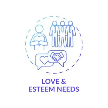 Love and esteem needs blue gradient concept icon Stock Illustration