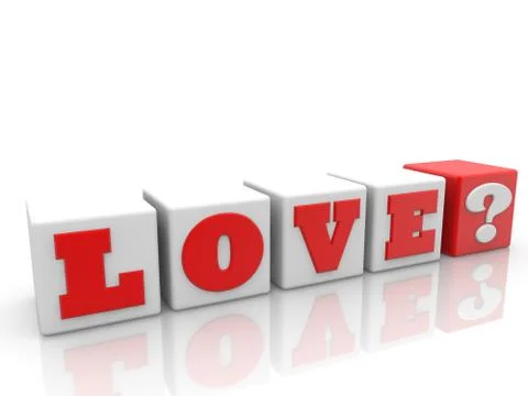 Love and question mark concept on cubes Stock Illustration